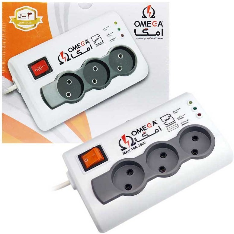 محافظ برق امگا 3 خانه مدل P3000 کابل 1.5 متر بدون ارت